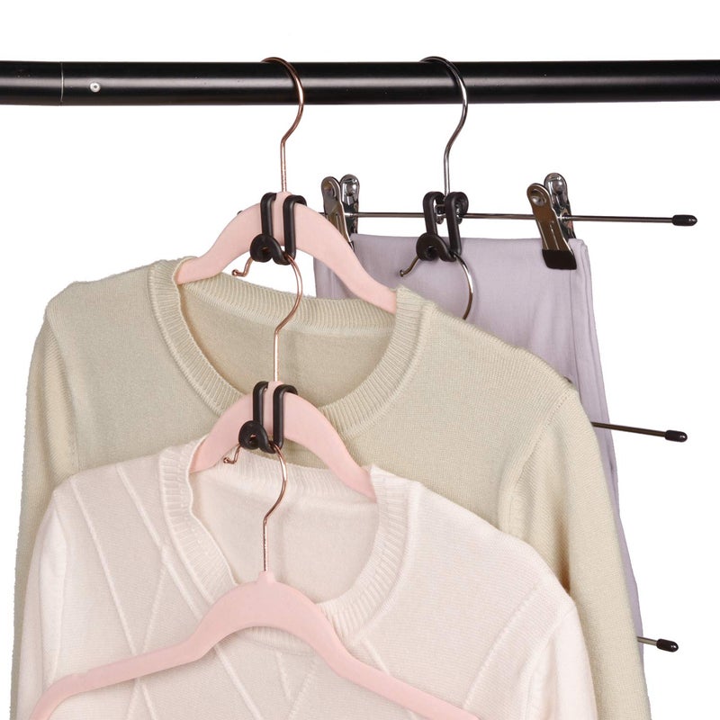 Frezon Clothes Hanger Connector Hooks, Mini Cascading Hanger Hooks for Velvet Huggable Hangers, Heavy Duty Space Saving for Closet 60 Pcs Black - Image 3